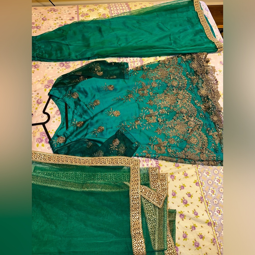 3PC Embroidered Net dress